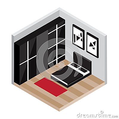 Isometric bedroom vector design. Vector Illustration