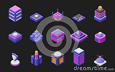 Isometric box. 3d technology cube in digital perspective. Abstract geometry shapes. Futuristic database. Computer Vector Illustration
