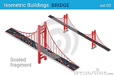 Isometric Bridge flat vector collection Vector Illustration