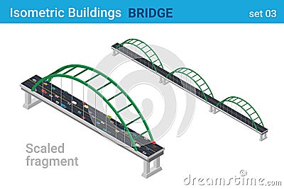 Isometric Bridge flat vector collection Vector Illustration