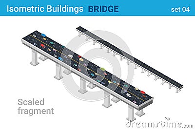 Isometric Bridge flat vector collection Vector Illustration