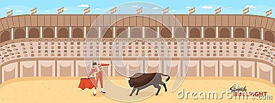 Isometric Bullfight Arena Composition Vector Illustration