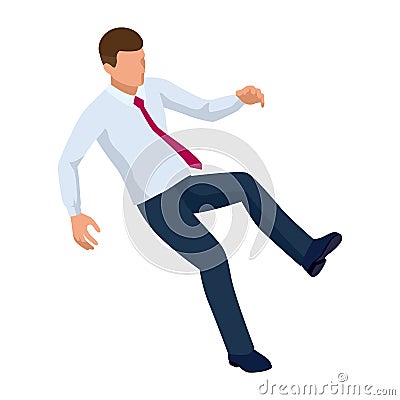 Isometric businessman isolated on write. Creating an office worker character, cartoon people. Business people. The man Vector Illustration