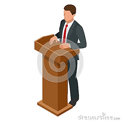 Isometric businessman isolated on write. Creating an office worker character, cartoon people. Business people. Tribune Vector Illustration