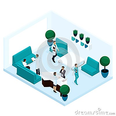 Isometric Cabinet Hospital Rear View Vector Illustration