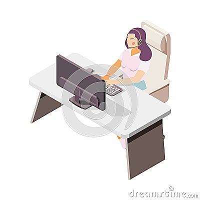 Isometric Call Center Vector Illustration