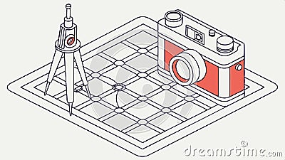 Isometric camera and tools, photography equipment, camera tools, design instruments, and art tools vector design Generative AI Vector Illustration