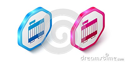 Isometric Car radiator cooling system icon isolated on white background. Hexagon button. Vector Vector Illustration