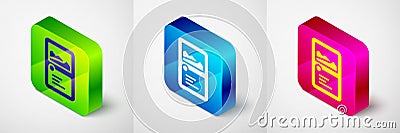 Isometric Card game collection icon isolated on grey background. Fantasy ui kit with magic items. Square button. Vector Vector Illustration