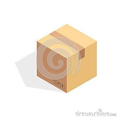 Isometric cardboard icon. Cartoon package box illustration Cartoon Illustration