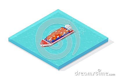 Isometric cargo ship carrying various multi Vector Illustration