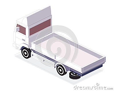 Isometric Cargo Truck. Commercial Transport. Logistics. City Object for Infographics. Car for Carriage of Goods. Back View Stock Photo