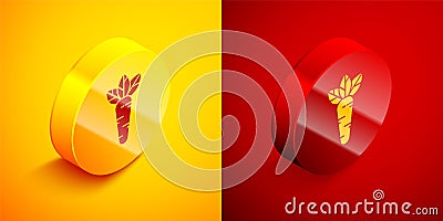 Isometric Carrot icon isolated on orange and red background. Circle button. Vector Illustration Vector Illustration
