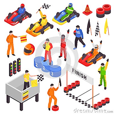 Carting Isometric Elements Collection Vector Illustration