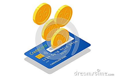 Isometric Cash back service, financial payment, Loyalty reward points Vector Illustration