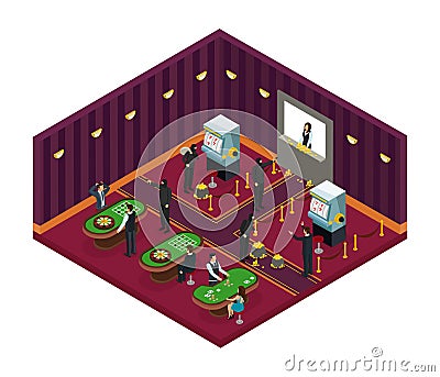 Isometric Casino Robbery Concept Vector Illustration