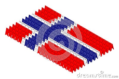Isometric caution floor sign in row, Norway national flag shape concept design illustration Vector Illustration