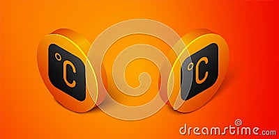 Isometric Celsius icon isolated on orange background. Orange circle button. Vector Vector Illustration