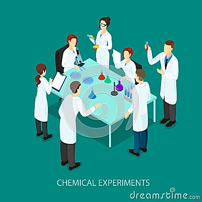 Isometric Chemical Research Template Vector Illustration