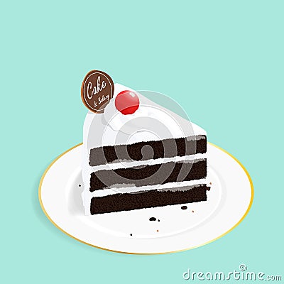 Isometric chocolate cake strawberry vector Vector Illustration