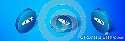 Isometric Cigar icon isolated on blue background. Blue circle button. Vector Vector Illustration