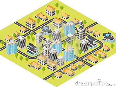 Isometric city Vector Illustration