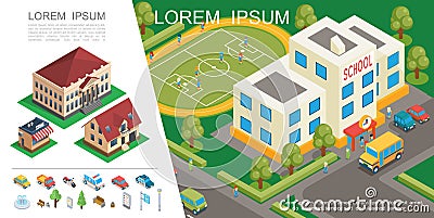 Isometric City Colorful Concept Vector Illustration