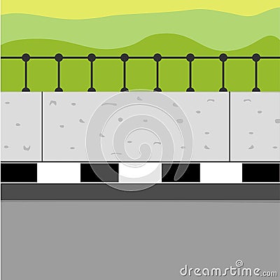 Isometric city elements. Crossroads, road. Garden decoration. Park, hills. Trees and bushes Vector Illustration