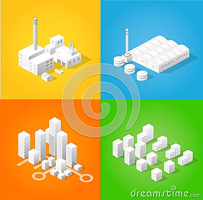 Isometric city of industry Vector Illustration