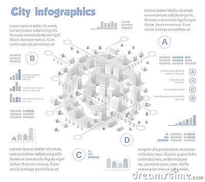 Isometric city map industry Stock Photo