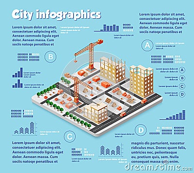 Isometric city map industry Vector Illustration