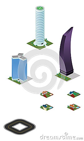 Isometric City Misc Buildings And Houses Pack Vector Illustration