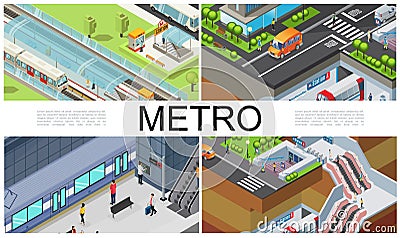 Isometric City Subway Composition Vector Illustration