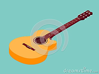 Isometric classical acoustic guitar icon Vector Illustration