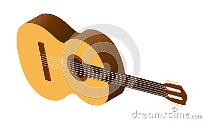 Isometric classical acoustic guitar icon on white Vector Illustration