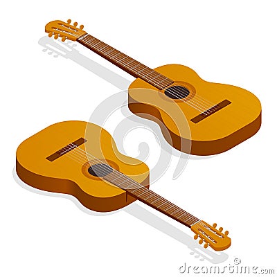 Isometric Classical acoustic guitar Vector Illustration