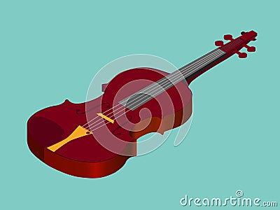 Isometric classical acoustic violin icon Vector Illustration