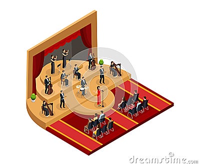 Isometric Classical Opera Performance Concept Vector Illustration