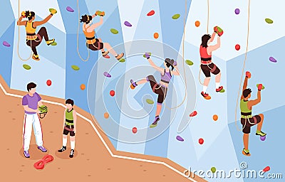 Isometric Rock Wall Composition Vector Illustration