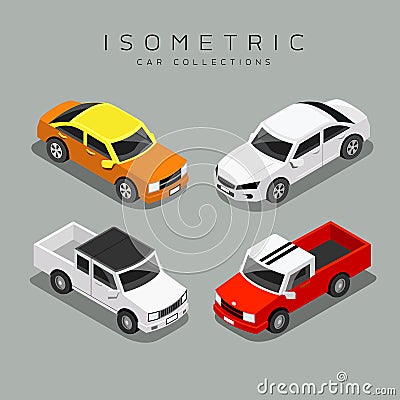 Isometric colorful car collections Vector Illustration