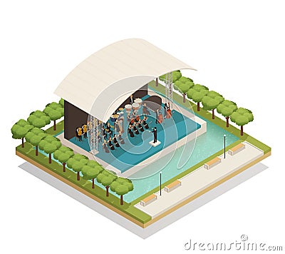 Orchestra Isometric Composition Vector Illustration