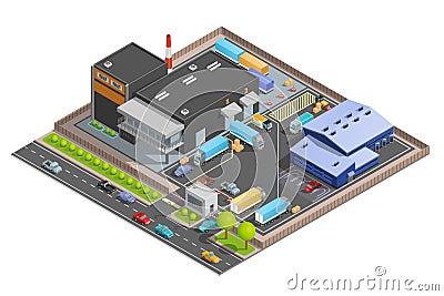 Isometric Composition OF Warehouse Vector Illustration