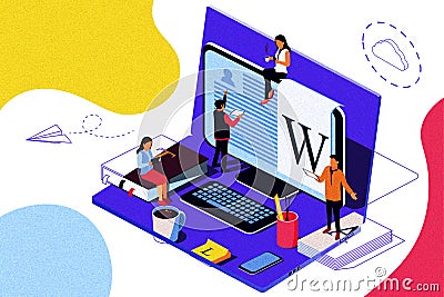 Isometric concept Education. Illustration for online education, online training, Stock Photo