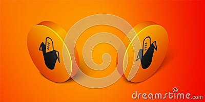 Isometric Corn icon isolated on orange background. Orange circle button. Vector Stock Photo