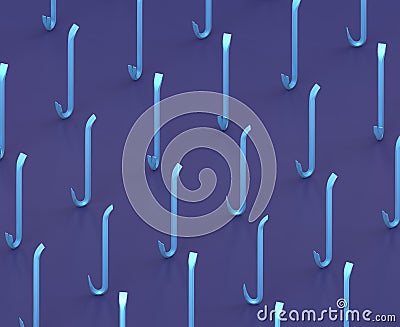 Isometric crowbar on blue background, single color workshop tool, 3d rendering Stock Photo