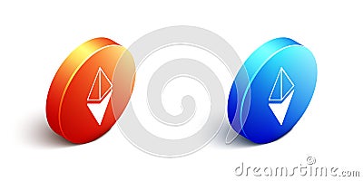 Isometric Cryptocurrency coin Ethereum ETH icon isolated on white background. Altcoin symbol. Blockchain based secure Vector Illustration