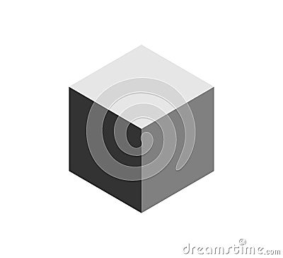 Isometric cube flat icon. 3D box. Black block symbol. 3d square block. Isometric cubic shape icon. Vector illustration Vector Illustration