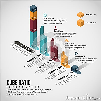 Isometric Cube Ratio Infographic Vector Illustration