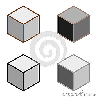 Isometric cube shapes. Geometric block icons. Minimalistic 3D forms. Vector illustration. Vector Illustration