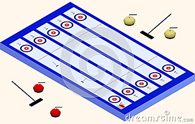 Isometric Curling stadium. Winter sport. elements Vector Illustration